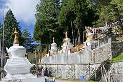 Chortens, Buddhist stupas, at the Upper Gompa of the GRL Monastery.