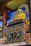 A statue of the Buddha in the main assembly hall of Dirang's Thupsung Dhargye Lingt Monastery.