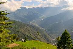 View into the valley of the Dirang River, from the road to Thembang, 17 kilometres east of Dirang.