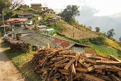 View to the hilltop village of Thembang, considered as the most ancient village in the region and said to be established before first century CE..