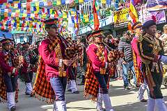 The Eastern command pipe band of the Indian Army concluding the Carnival Parade of the Festival of Tawang.