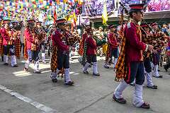 The Eastern command pipe band of the Indian Army concluding the Carnival Parade of the Tawang Festival.