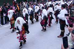 The Carnival Parade, with many colourful dancers, on the last day of the Tawang Festival.