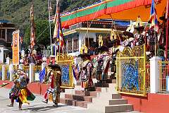Participants in the spiritual dance walk from the main hall of the Monastery to the dancing ground.