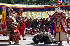 A spiritual dance at the Torgya. It depicts a sinner begging for forgiveness in the afterlife.