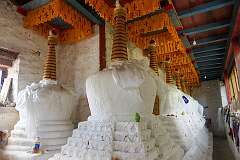 Chortens inside Urgelling Monastery, the birthplace of 6th Dalai Lama.