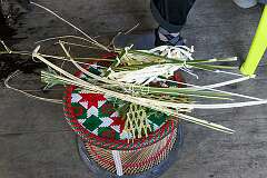A small bamboo bow and other implements for a ritual of the Danyi Piilo (Donyi Polo) indigenous religion, in Tajang Village.