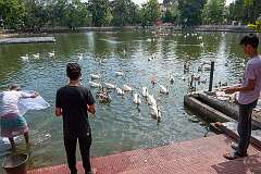 The Joorpukhuri Pond: doing the laundry and feeding the birds.