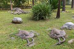 A display of life-size sculptures of trilobites and cephalopods in the Regional Science Centre, Kanapara.