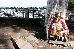 A religious statue along Sibsagar Pokhari, the large tank in Sivasagar, constructed between 1731 and 1738.