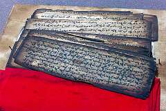 A book in the Tai language on Sanchi leaves in the Assam Tai Museum, Sivasagar.