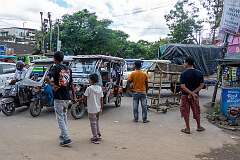 Traffic at the transport hub on the Assam Trunk Road in Sivasagar.