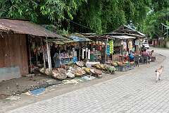 Vegetables for sale in front of shops along the road in Garamur Jugi Pathar, Majuli.