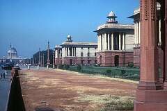 The Central Secretariat (ministries) with the Jaipur Column and Rashtrapati Bhavan (the presidential residence) in New Delhi.