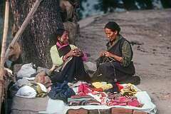 Two Tibetan women with their knitting in McLeod Ganj.