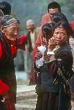 Two elderly Tibetan women visiting the Tsuglagkhang, the Dalai Lama's temple.