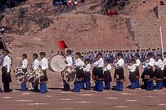 The drum band playing in the celebration for the19 years of the Tibetan Children's Village.