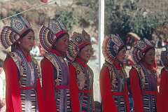 Women dance in the Lhamo (Tibetan Opera) performance.