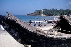 Fishermen on the beach of Kovalam.