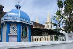 The Santa Cruz Cathedral Basilica, a reconstructed 1880s Catholic church, originally built by the Portuguese in the 1500s, in Fort Kochi.