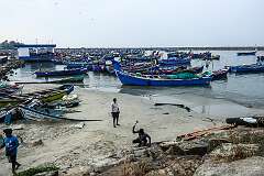 Fishing boats in Chellanam Harbour.
