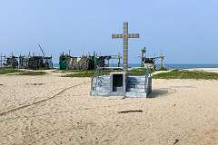 A cross on Chethy Beach, Mararikulam, 15 kilometres north of Alappuzha.
