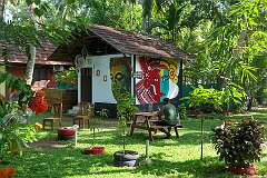 A colourful building at the Munroe Paradise Hotel.