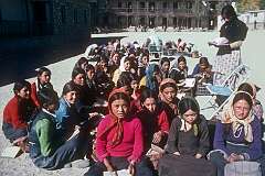 A classroom outside at Leh Girls' High School.