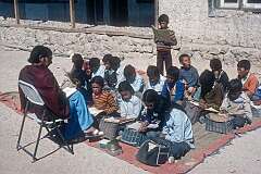 An reading lesson outside, Lamdon Model School.