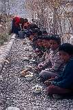 Boys having lunch in the SOS Tibetan Children's Village,