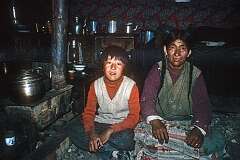Tsering Dhondup and his mother, at home in the Tibetan Refugee Settlement in Choglamsar.