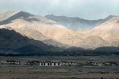 View to the mountains in the Tibetan Refugee Settlement in Choglamsar,  five kilometres south of Leh.