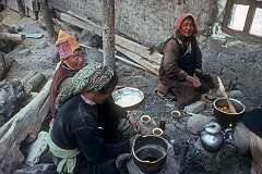 Nuns taking tea; Nyerma nunnery is within the precincts of Thikse Gompa.