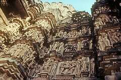 Erotic sculptures in the Kandariya Mahadeva temple of Khajuraho, dating from 950 to 1050.