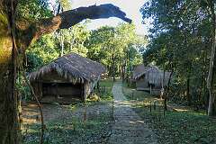 Reiek Zokhua, an open-air museum showing a typical Mizo village. In the foreground, the “Zawlbuk” (Bachelor’s House), always located at the most central place in a Mizo Village.