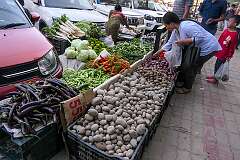 Vegetables for sale on a street market in Kohima.