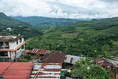 View from Aihan Homestay south to the hills, in Mon.