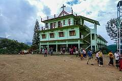 After Sunday morning service in Sheanghah Chingnyu Baptist church.