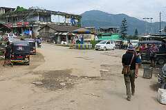 Mon town centre with traffic police.