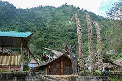View to Sümi Ki, a Murung traditional 'bachelors' dormitory' house of the Sümi Naga people  in Kisama Naga Heritage Village.