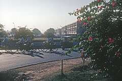 Cyclists on a traffic square in Chandigarh, one of the earliest planned cities in post-independence India.