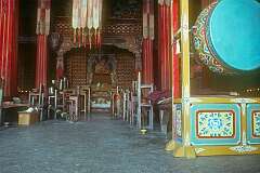 In the main assembly hall of Rumtek Monastery or Dharma Chakra Centre.
