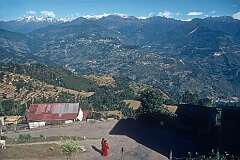 View across the valley from Rumtek Monastery to the city of Gangtok. 24 kilometres by road.