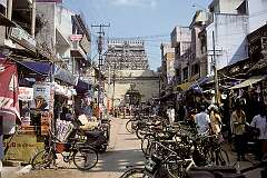The gate at West Car Street, Chidambaran, one of the gates to the Thillai Nataraja temple, a Hindu temple dedicated to Nataraja, the form of Shiva as the lord of dance.