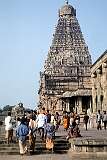 The 66-metre high tower above the sanctum, topped by a gilded top, of the Brihadisvara Temple, also known locally as Thanjai Periya Kovil ('Thanjavur Big Temple').