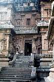 Steps to the inner sanctum of the Brihadisvara Temple, built by the Chola emperor Rajaraja I between 1003 and 1010 in Thanjavur.