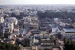 Tiruchirappalli seen from the Rock Fort temple, 83 metres high on a rocky outcrop.