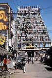 The “gopuram”or tower at the main entrance of the Sri Jambukeswarar Temple of Shiva in Srirangam.