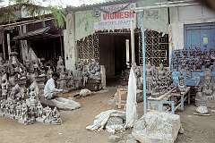 One of the many workshops of Mahabalipuram's stone carvers.