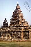 The Shore Temple, started in the 7th century  during the reign of Narasimhavarman II of the Indian Pallava dynasty. It was later rebuilt, and represents the final phase of Pallava art.